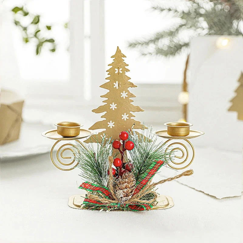 Gold Christmas Candle Holder – Tree, Star or Reindeer – view 3