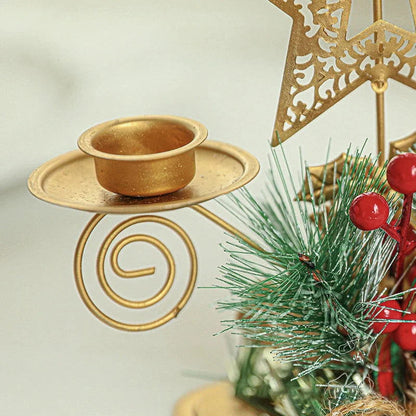 Gold Christmas Candle Holder – Tree, Star or Reindeer – view 4