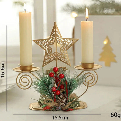 Gold Christmas Candle Holder – Tree, Star or Reindeer – view 5