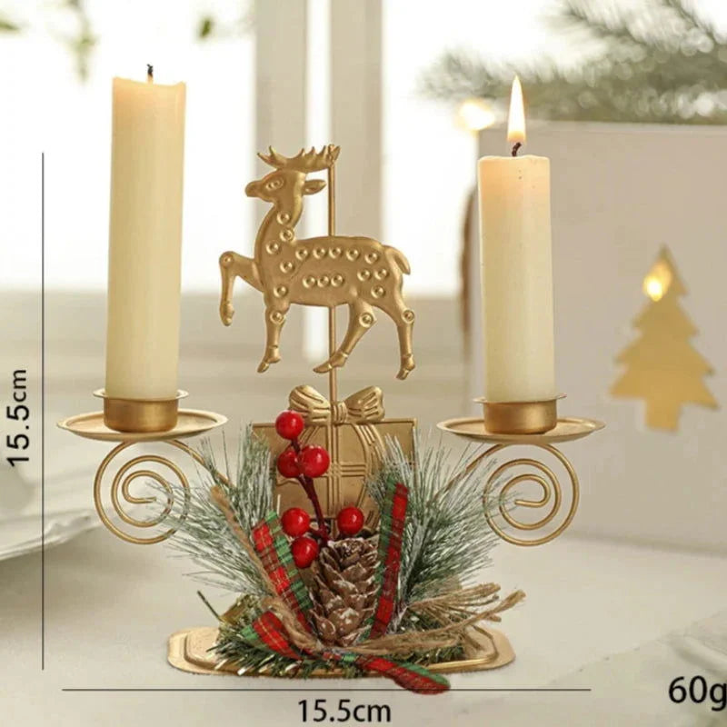 Gold Christmas Candle Holder – Tree, Star or Reindeer – view 6