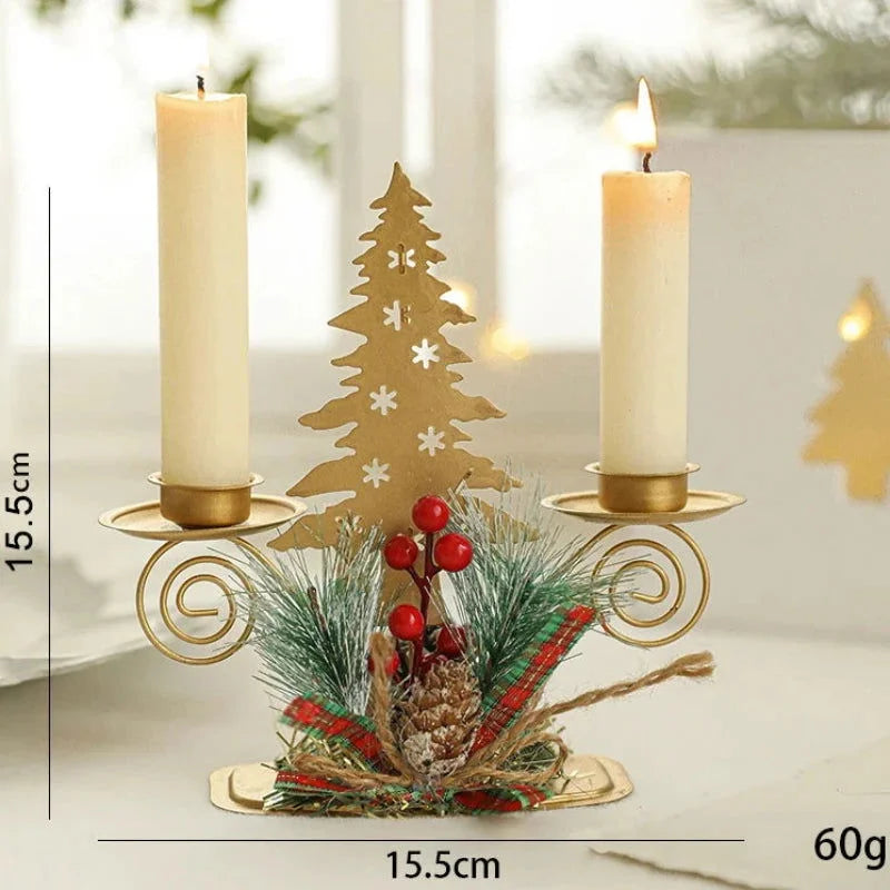 Gold Christmas Candle Holder – Tree, Star or Reindeer – view 7