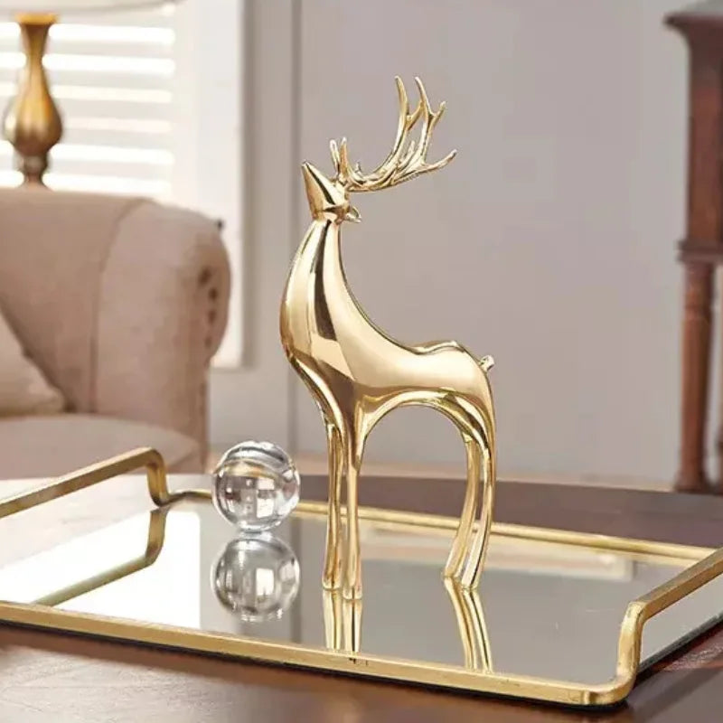 Gold Deer Resin Sculpture with Crystal Sphere – 3 Models – view 2