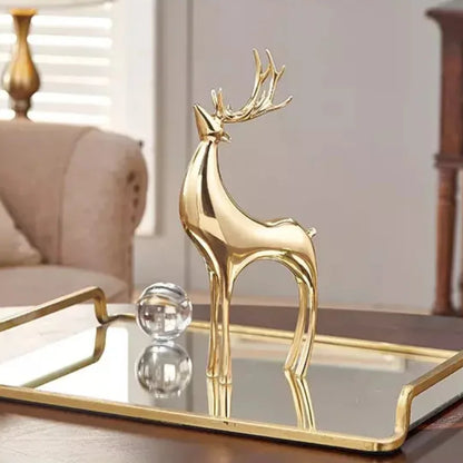Gold Deer Resin Sculpture with Crystal Sphere – 3 Models – view 2