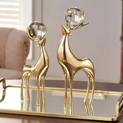 Gold Deer Resin Sculpture with Crystal Sphere – 3 Models – view 5