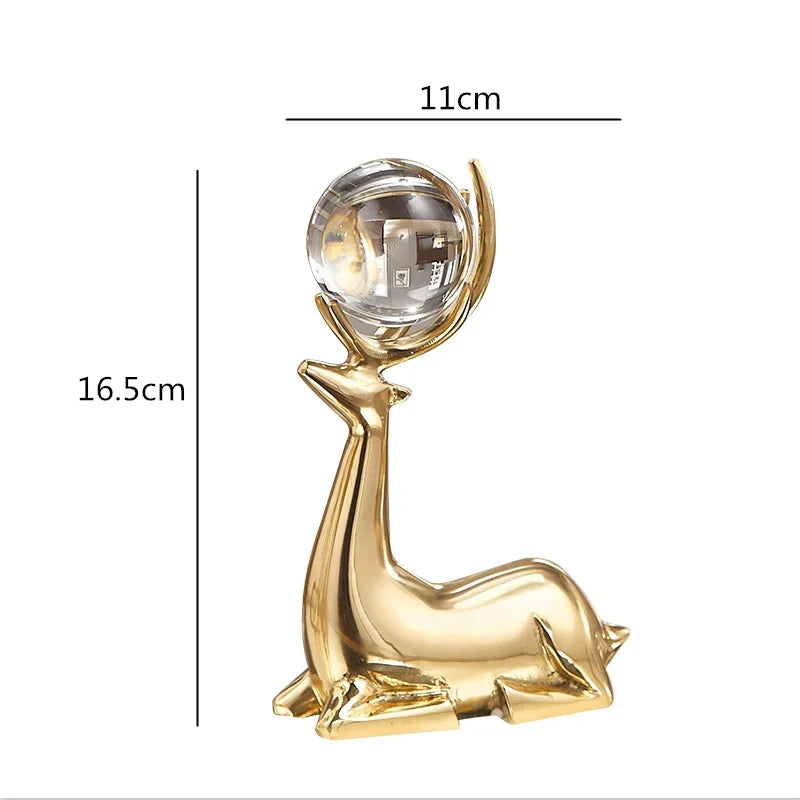 Gold Deer Resin Sculpture with Crystal Sphere – 3 Models – view 8