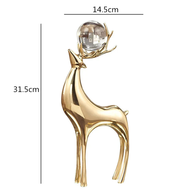 Gold Deer Resin Sculpture with Crystal Sphere – 3 Models – view 9