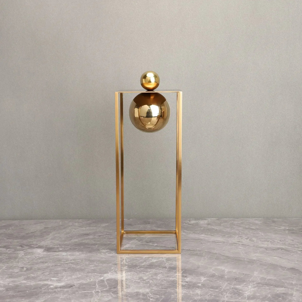 Gold Geometric Metal Sculpture with Sphere – 3 Models – view 3