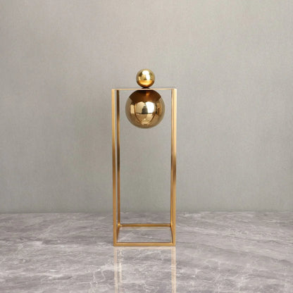 Gold Geometric Metal Sculpture with Sphere – 3 Models – view 3