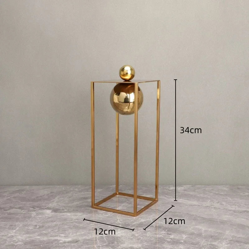 Gold Geometric Metal Sculpture with Sphere – 3 Models – view 7