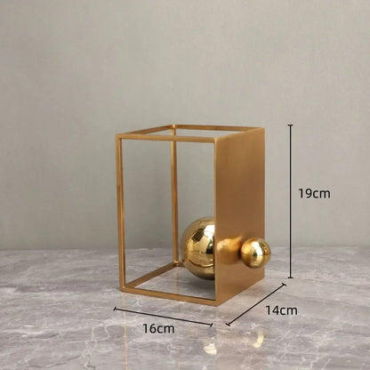 Gold Geometric Metal Sculpture with Sphere – 3 Models – view 8