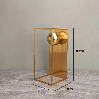 Gold Geometric Metal Sculpture with Sphere – 3 Models – view 9