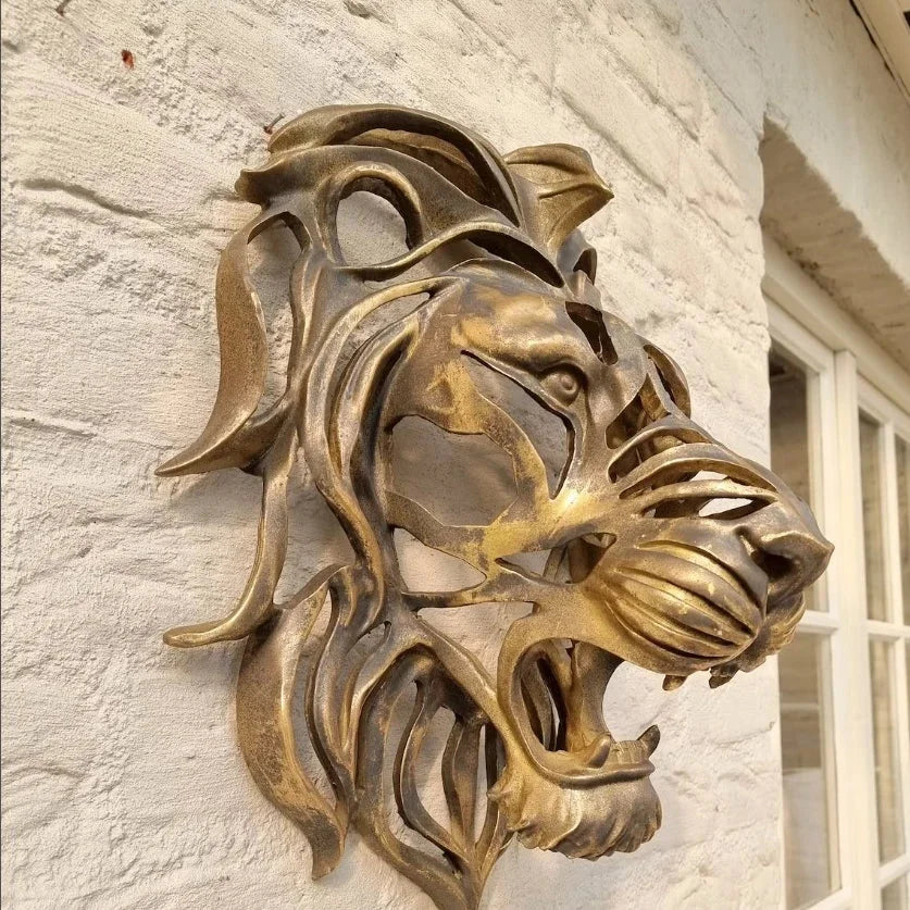 30cm Gold Lion Head Wall Sculpture