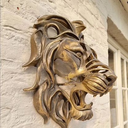 30cm Gold Lion Head Wall Sculpture