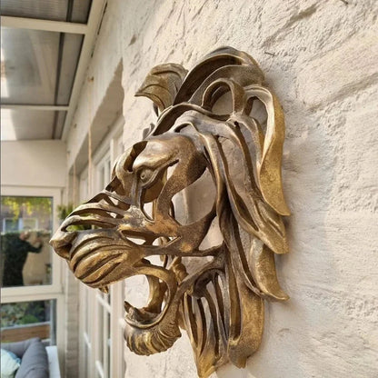 30cm Gold Lion Head Wall Sculpture – view 2