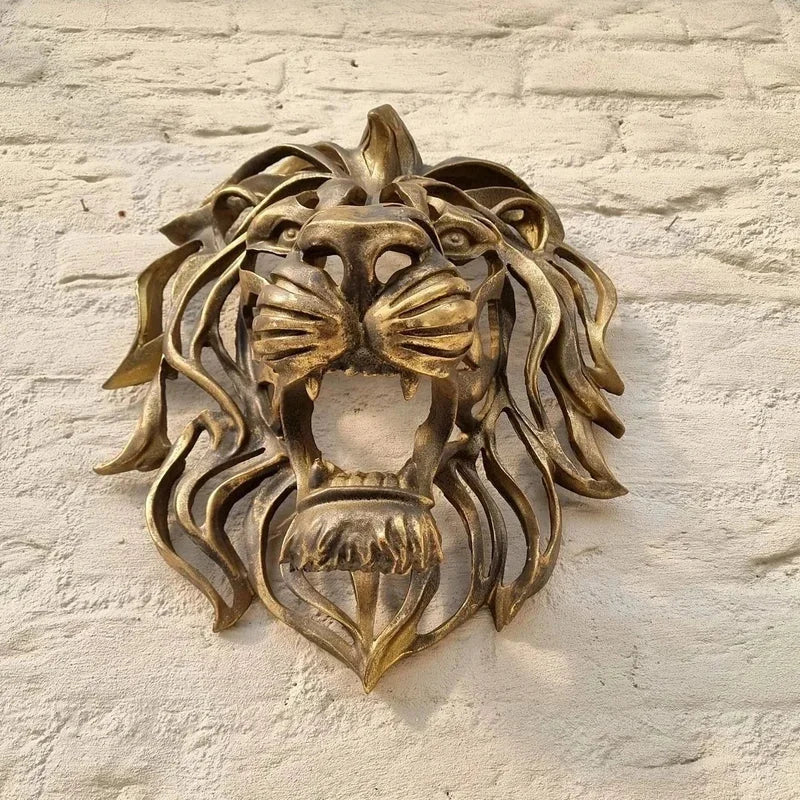 30cm Gold Lion Head Wall Sculpture – view 3
