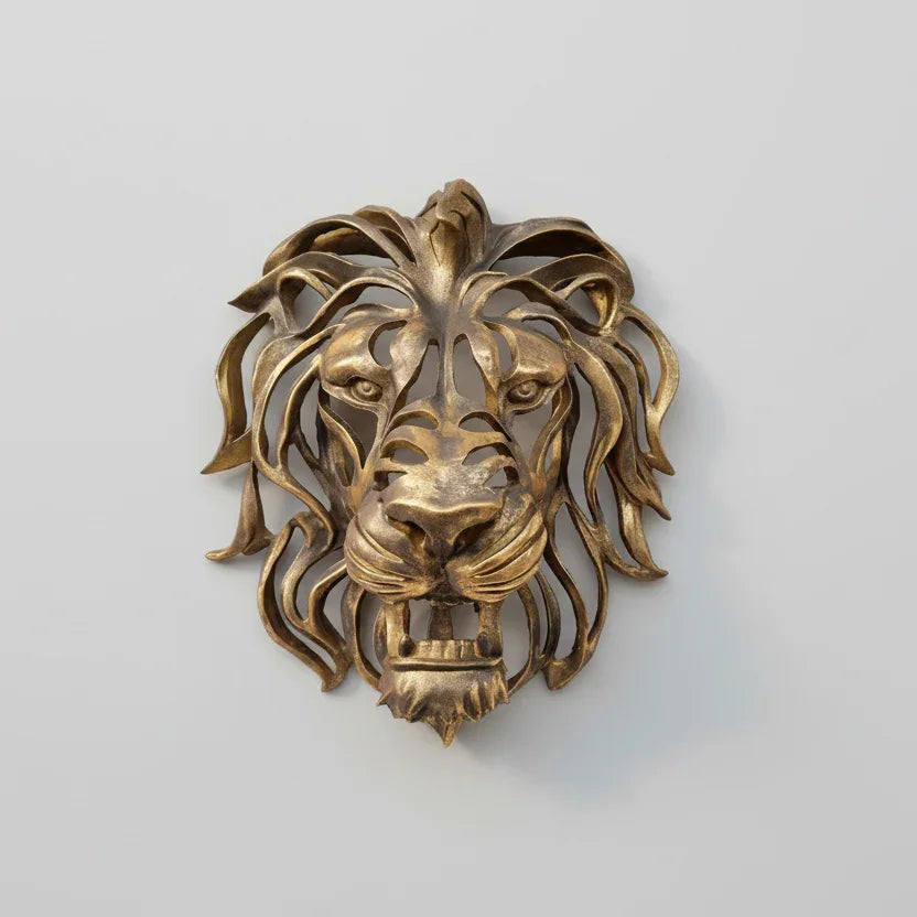 30cm Gold Lion Head Wall Sculpture – view 5