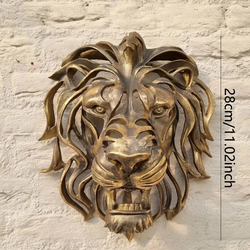 30cm Gold Lion Head Wall Sculpture – view 6