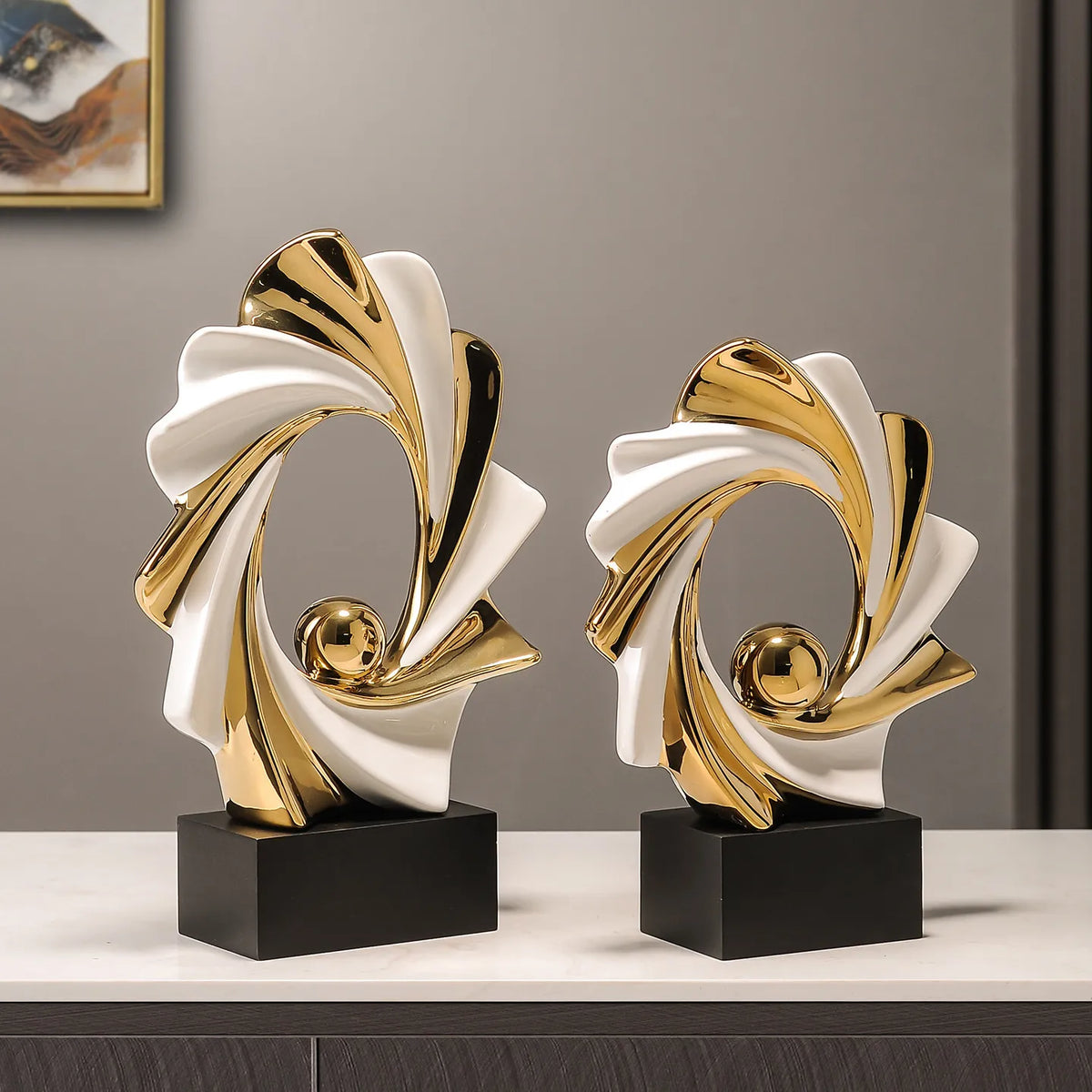 Gold Modern Ceramic Figurine – Design A or B – view 4