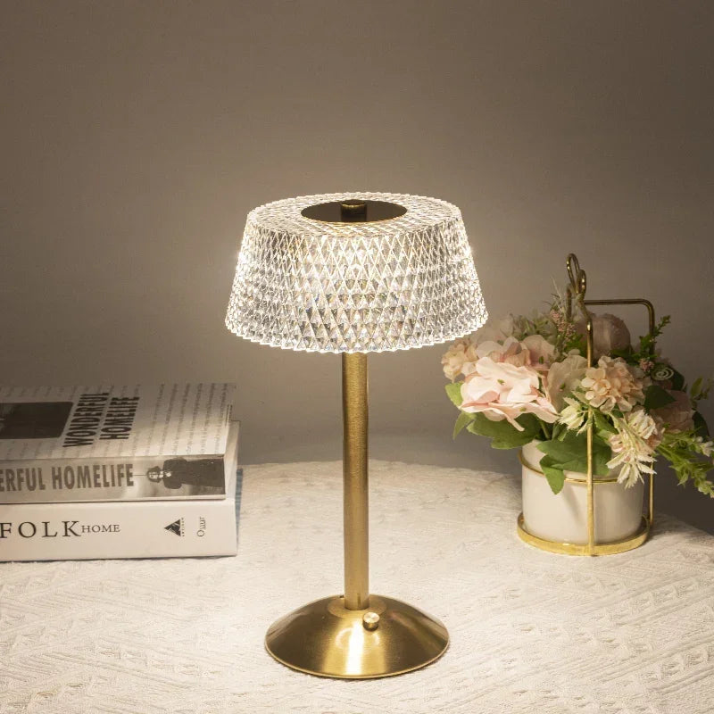 Gold Rechargeable Glass LED Table Lamp – view 2