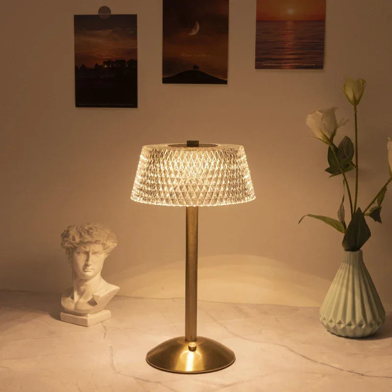 Gold Rechargeable Glass LED Table Lamp – view 3