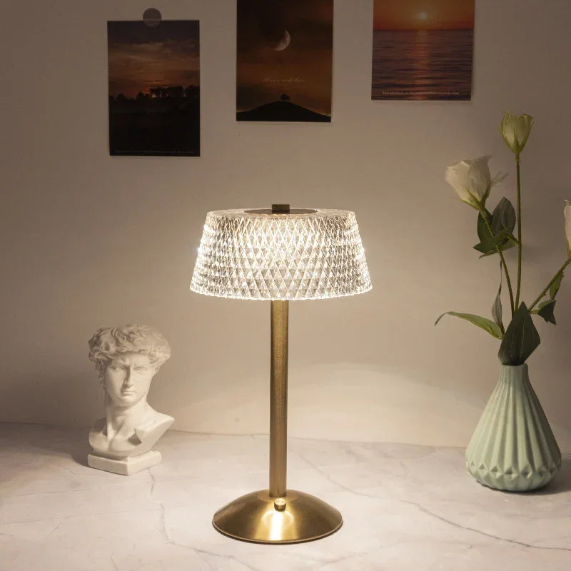 Gold Rechargeable Glass LED Table Lamp – view 4