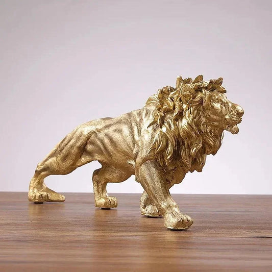 Gold Resin Lion Sculpture