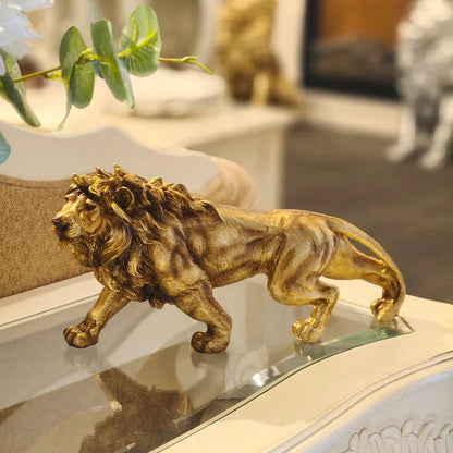 Gold Resin Lion Sculpture – view 2