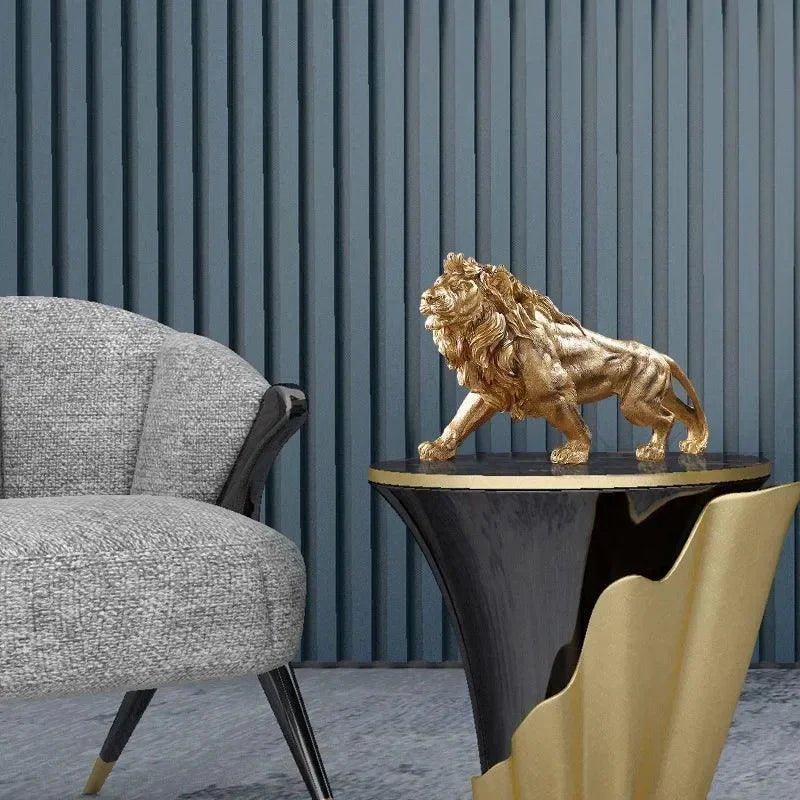 Gold Resin Lion Sculpture – view 3