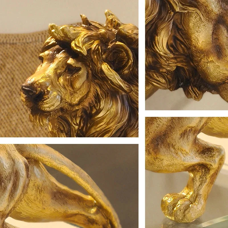 Gold Resin Lion Sculpture – view 7