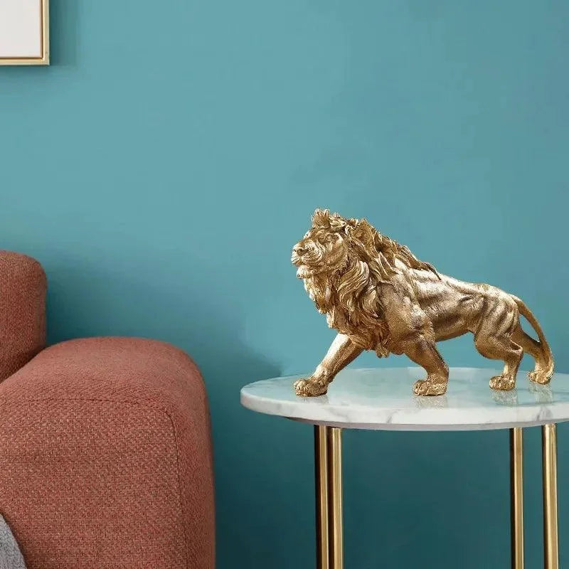 Gold Resin Lion Sculpture – view 8