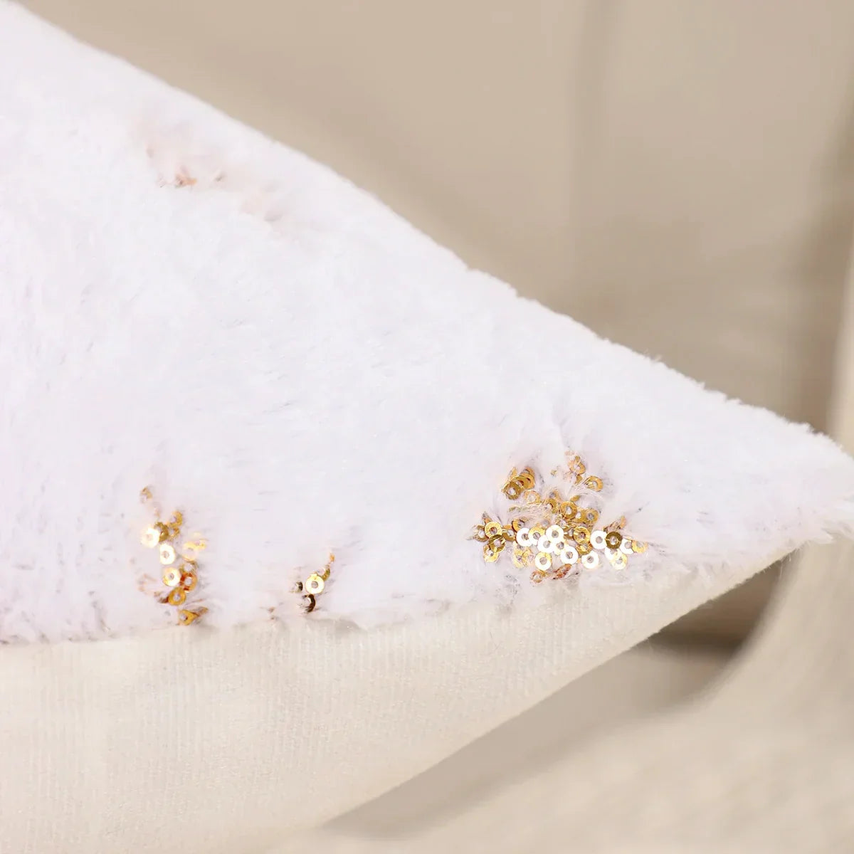 Gold Sequin Embroidered Christmas Plush Cushion Cover – view 3