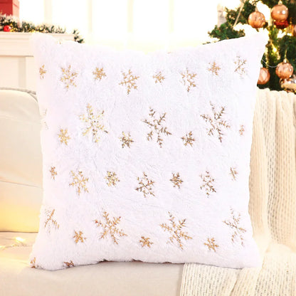 Gold Sequin Embroidered Christmas Plush Cushion Cover – view 8