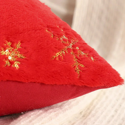 Gold Sequin Embroidered Christmas Plush Cushion Cover – view 15