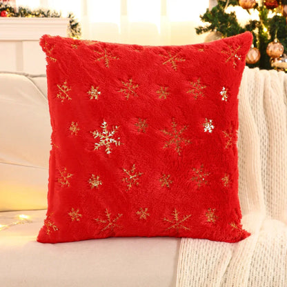 Gold Sequin Embroidered Christmas Plush Cushion Cover – view 17