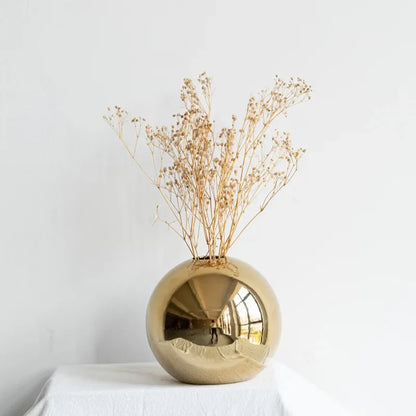 Gold-Finish Spherical Ceramic Vase – 3 Sizes or Set – view 5