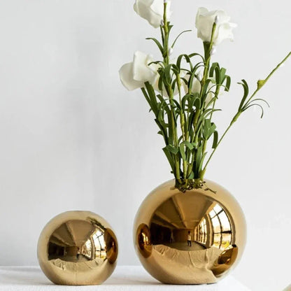 Gold-Finish Spherical Ceramic Vase – 3 Sizes or Set – view 6