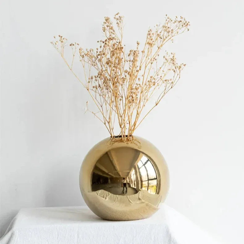 Gold-Finish Spherical Ceramic Vase – 3 Sizes or Set – view 9