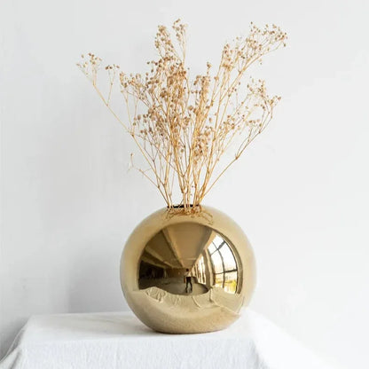 Gold-Finish Spherical Ceramic Vase – 3 Sizes or Set – view 9