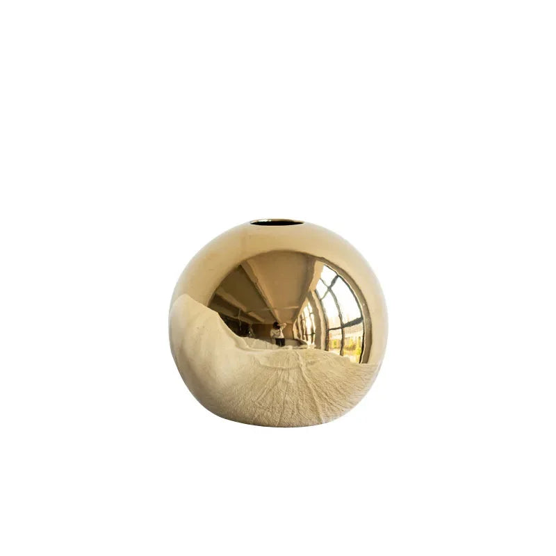 Gold-Finish Spherical Ceramic Vase – 3 Sizes or Set – view 12