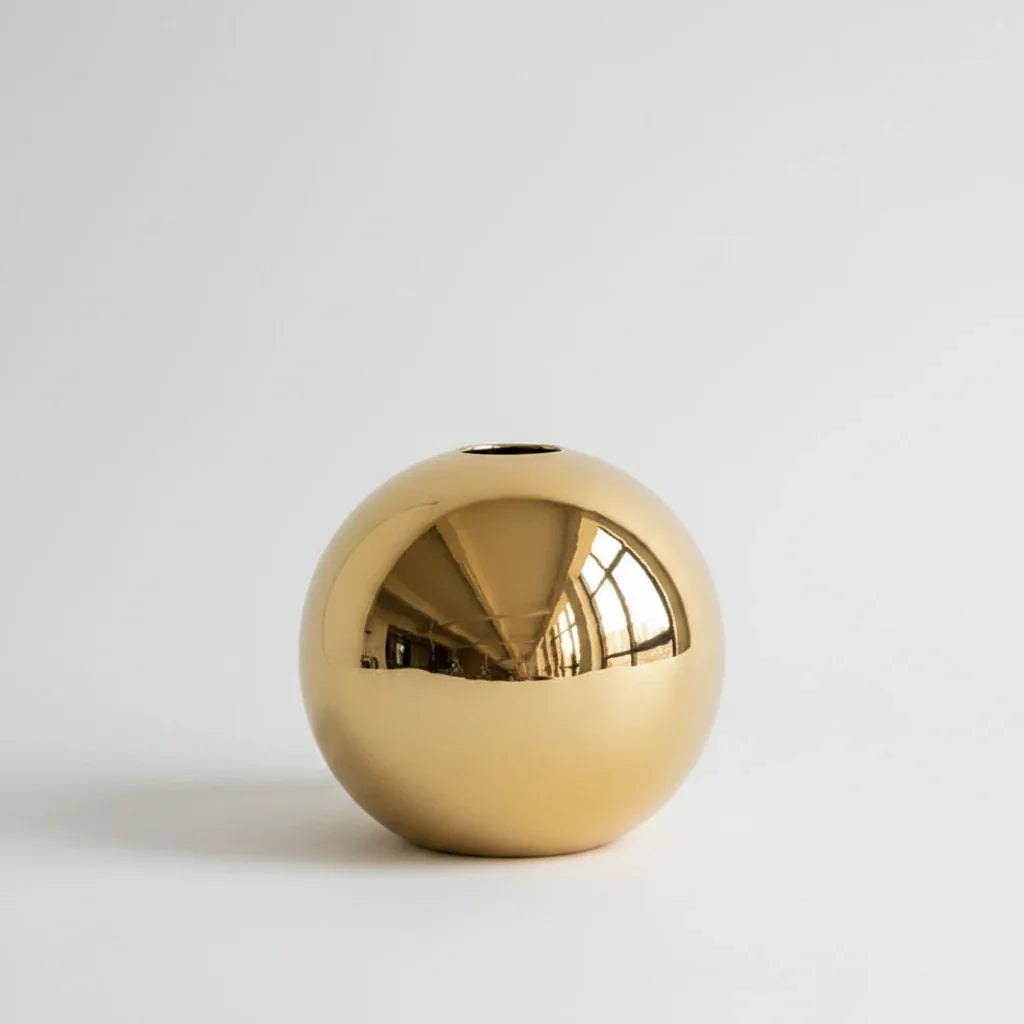 Gold-Finish Spherical Ceramic Vase – 3 Sizes or Set – view 13