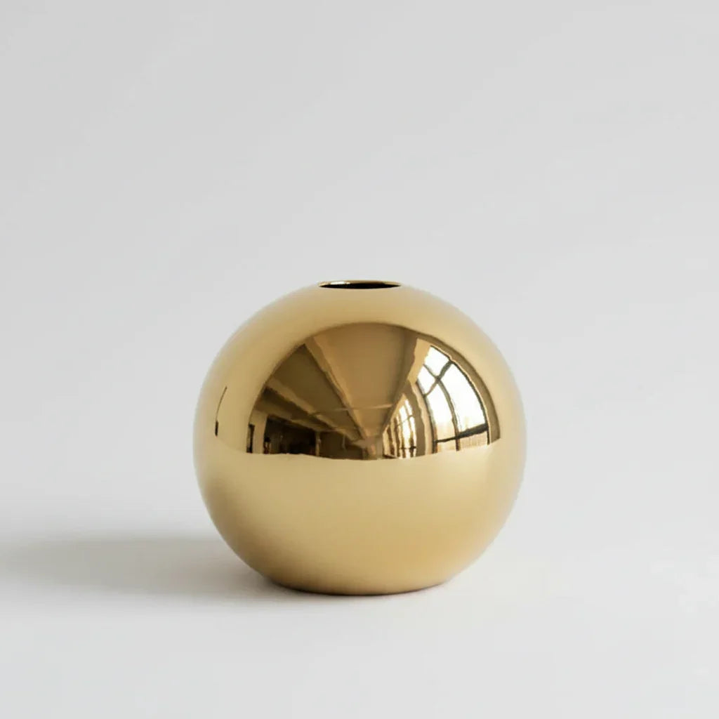 Gold-Finish Spherical Ceramic Vase – 3 Sizes or Set – view 14