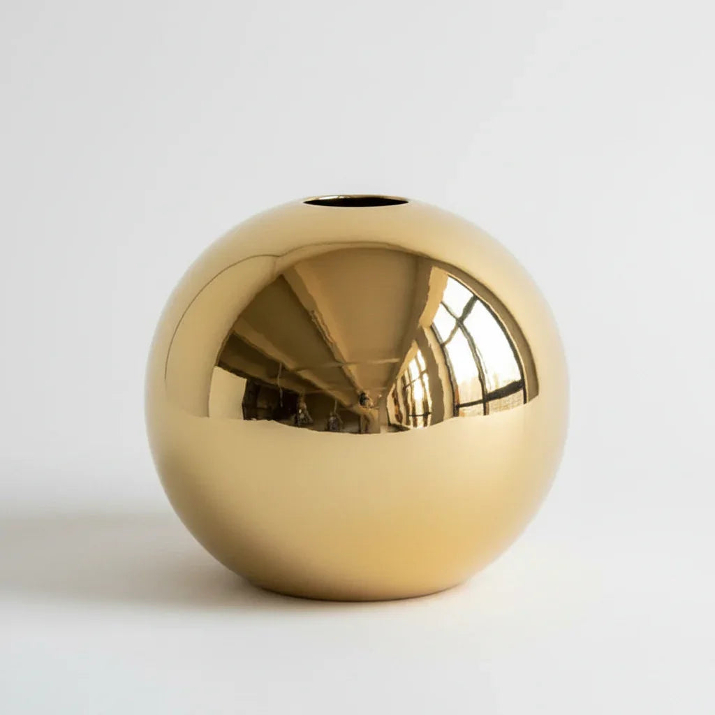 Gold-Finish Spherical Ceramic Vase – 3 Sizes or Set – view 15