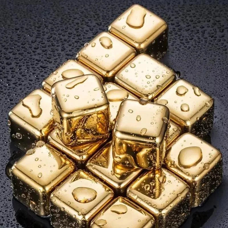 Gold stainless steel reusable ice cubes – view 2