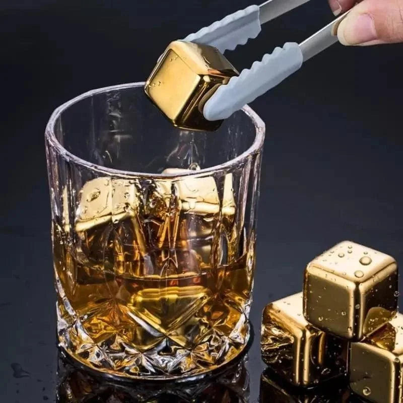Gold stainless steel reusable ice cubes – view 3