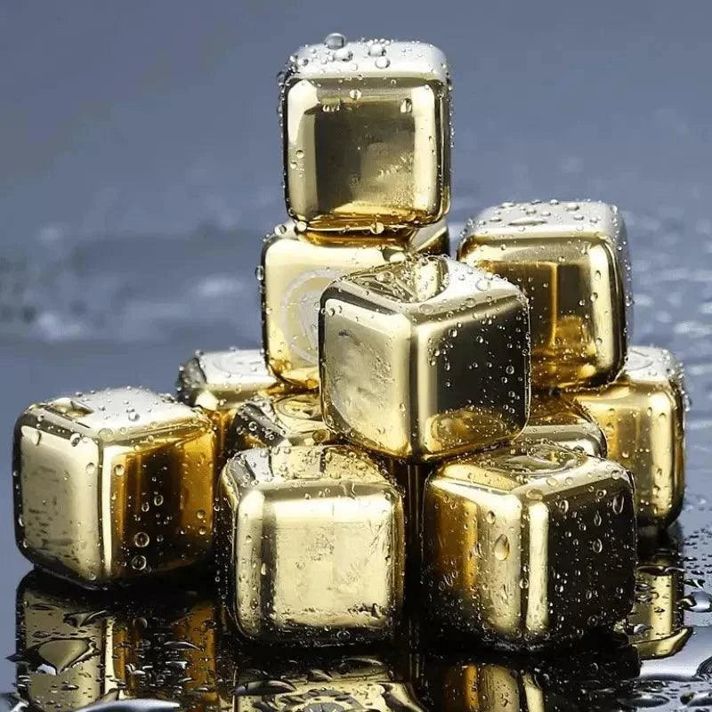 Gold stainless steel reusable ice cubes – view 5