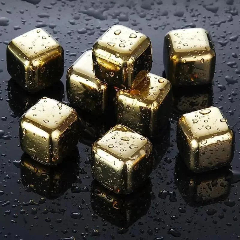 Gold stainless steel reusable ice cubes – view 6