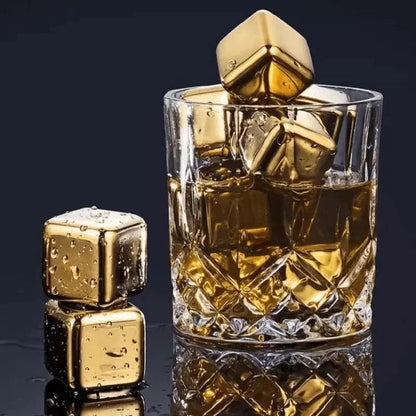 Gold stainless steel reusable ice cubes – view 7