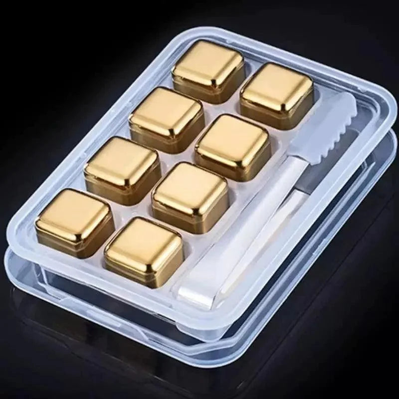 Gold stainless steel reusable ice cubes – view 8