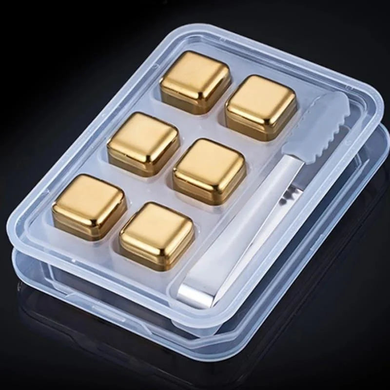 Gold stainless steel reusable ice cubes – view 9