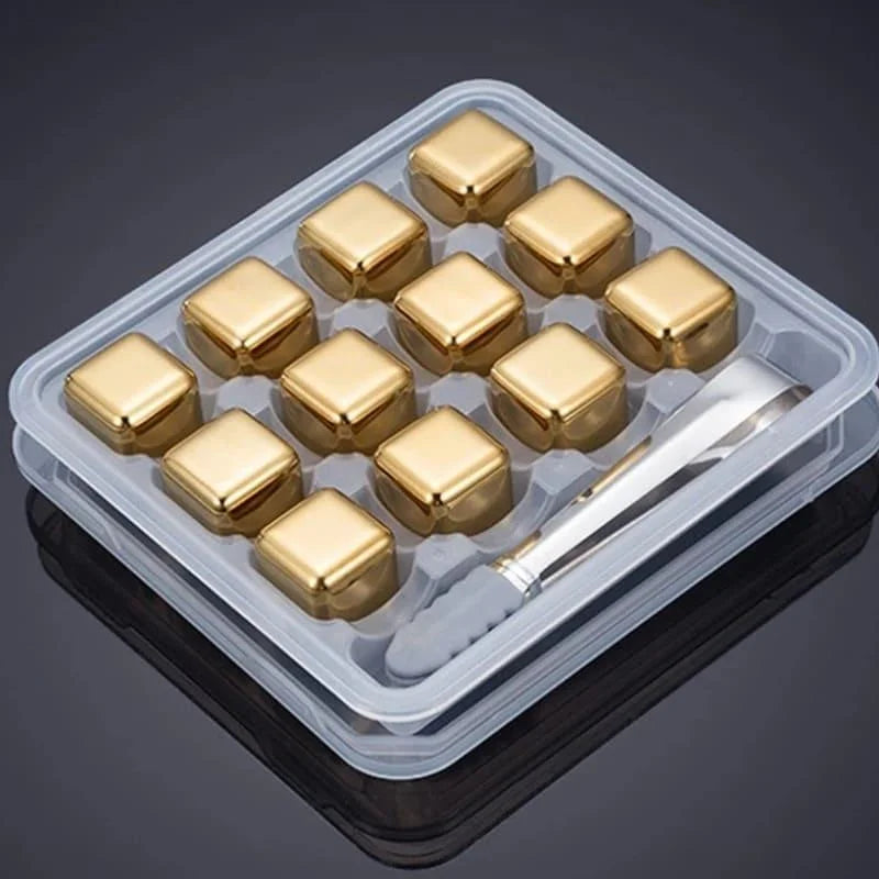 Gold stainless steel reusable ice cubes – view 10